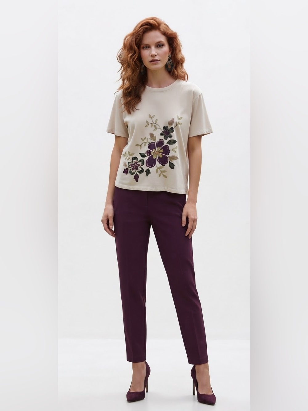 White Stag Cream Floral Short Sleeve Tee
